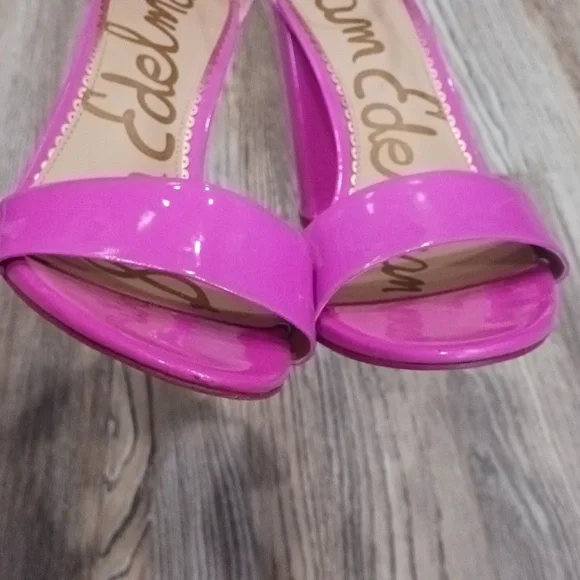 Sam Edelman Hot Pink Patent Block Heel Sandals - Picture 12 of 14